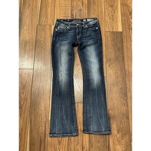 Y2K Miss Me Jeans Size 29x31 Boot Distressed Embellished Rhinestone Studded